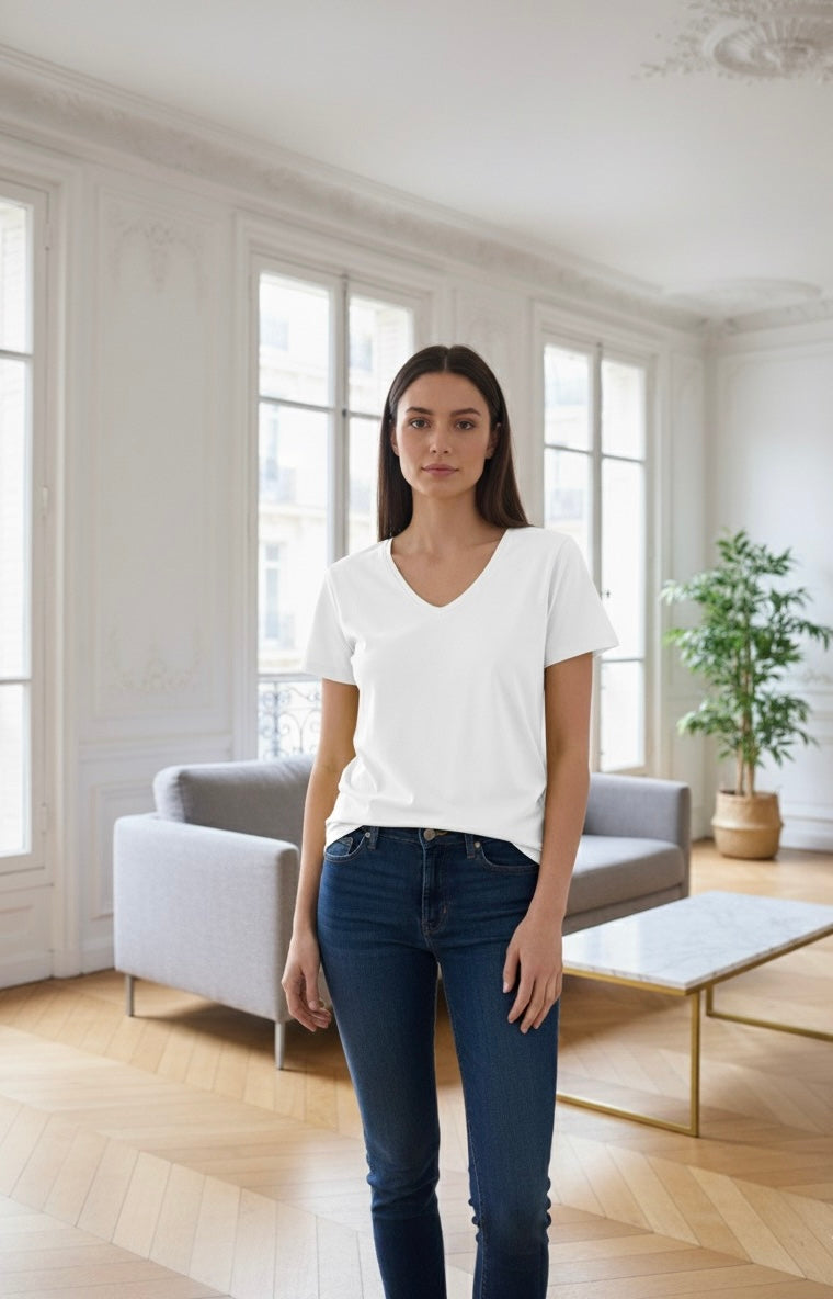 t-shirt simple col V