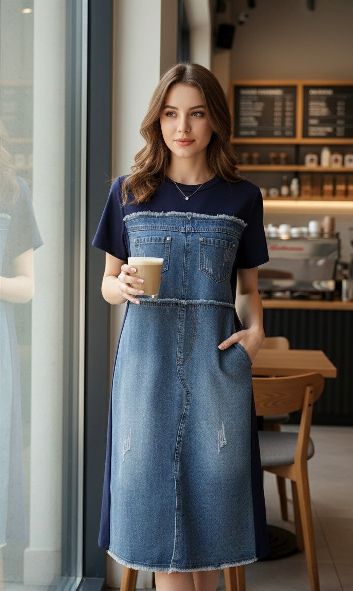 robe bi matière jean