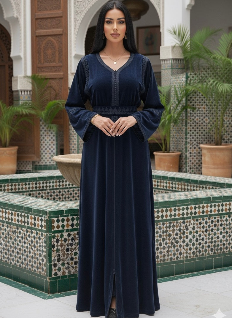 caftan velours avec ceinture chic