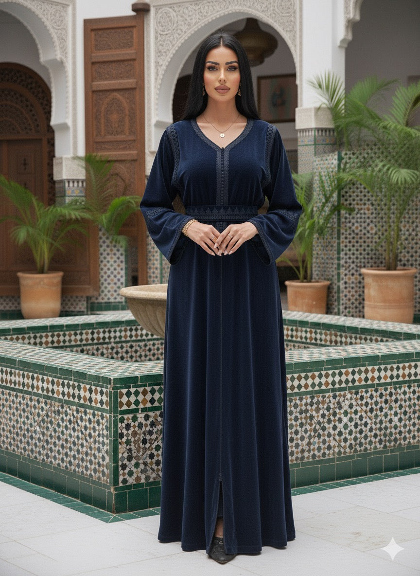 caftan velours avec ceinture chic