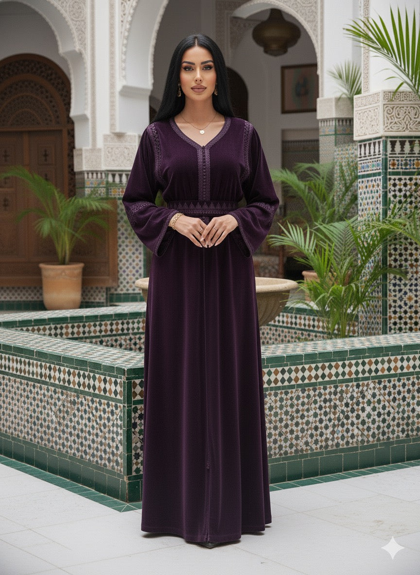 caftan velours avec ceinture chic