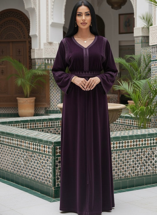 caftan velours avec ceinture chic