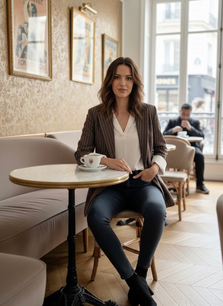 Blazer à rayure manches retroussées