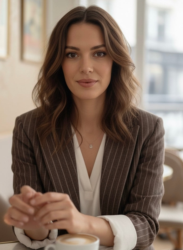 Blazer à rayure manches retroussées