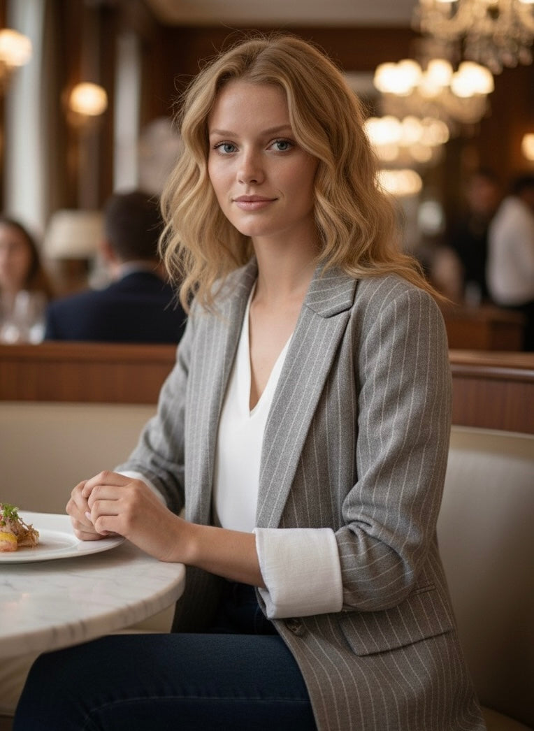 Blazer à rayure manches retroussées