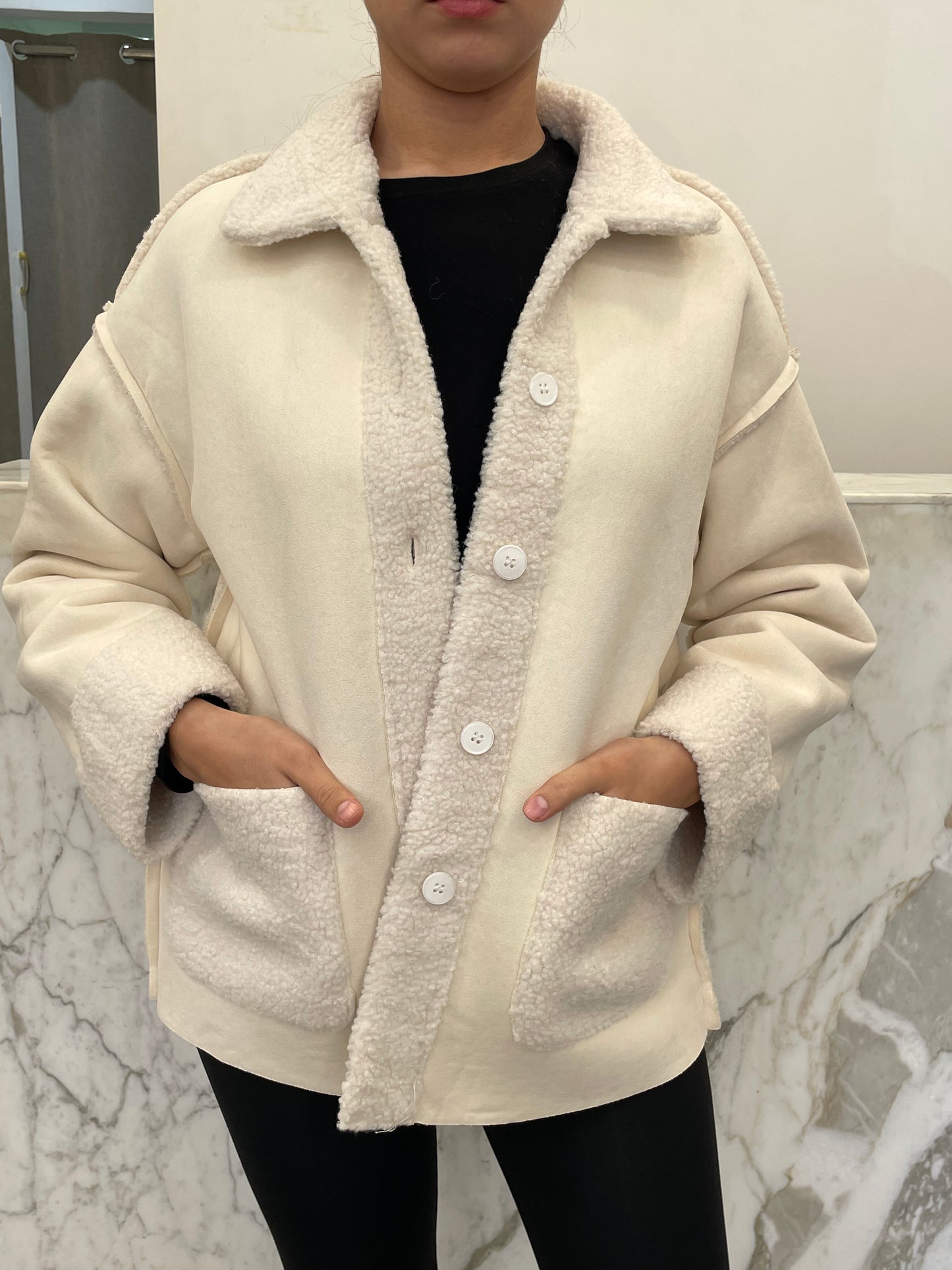 Veste suédine fourrée