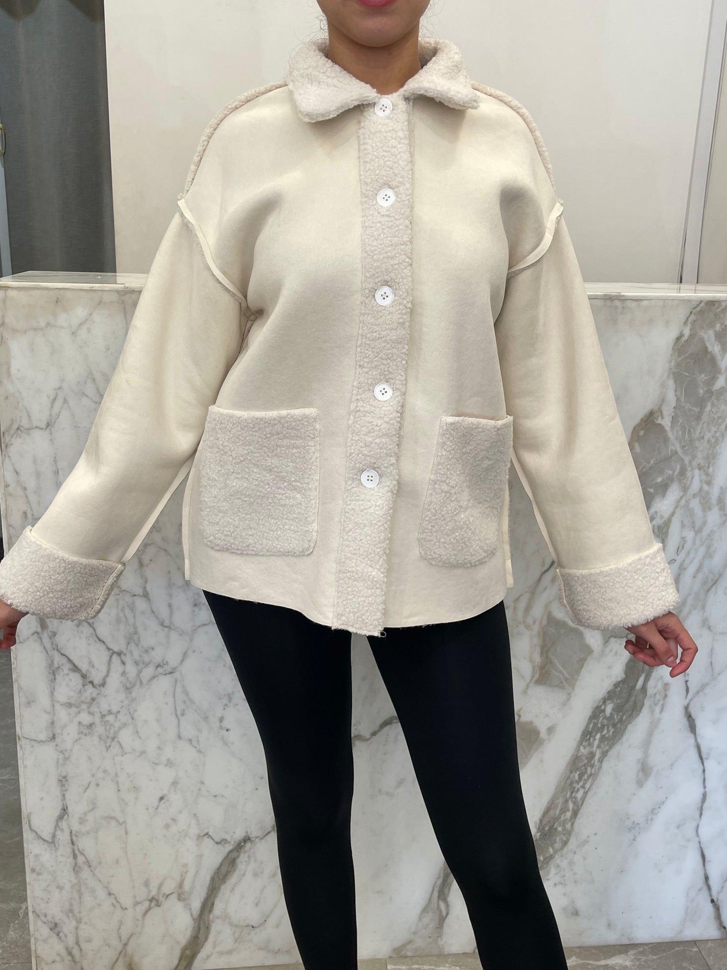 Veste suédine fourrée