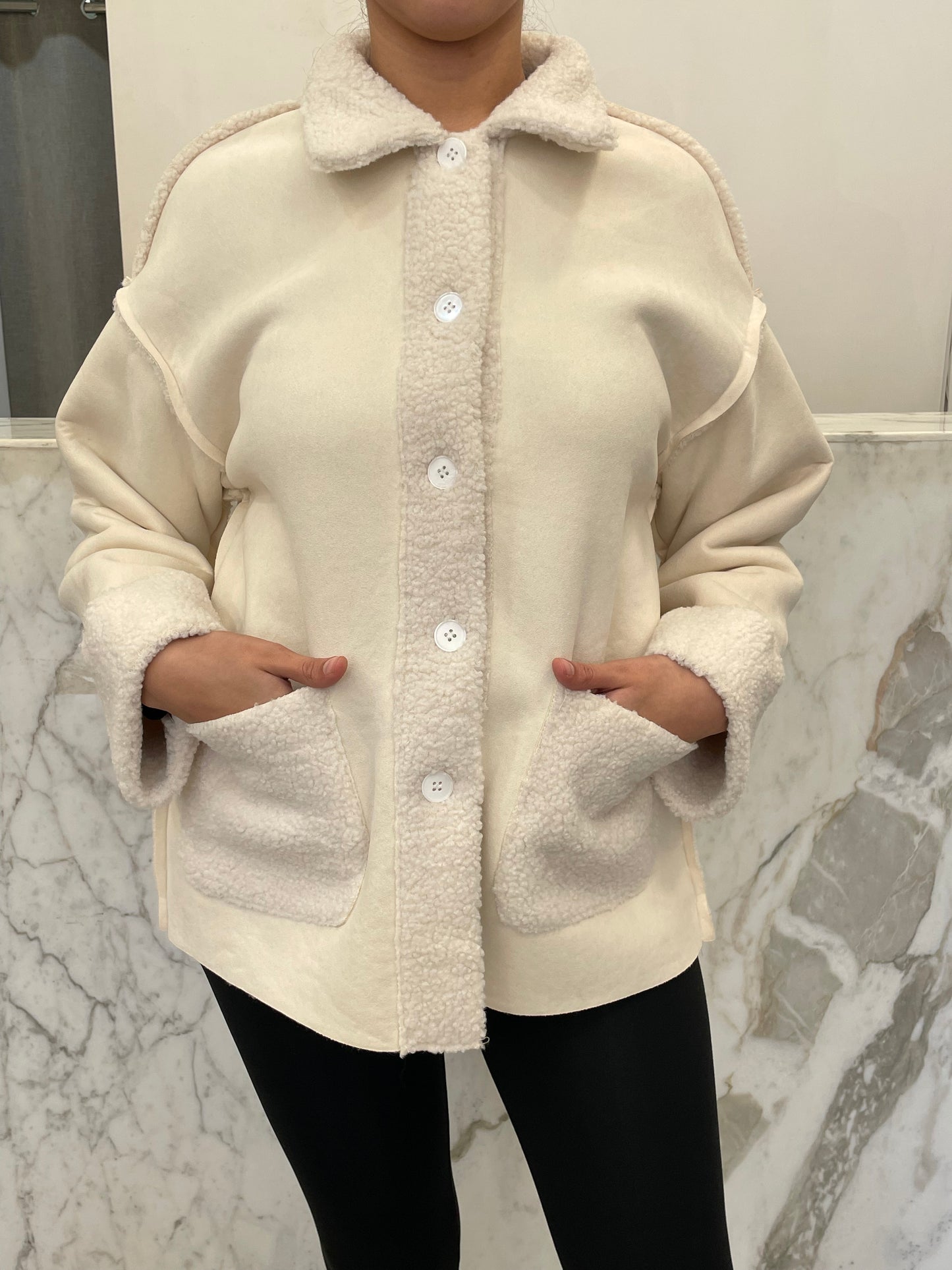 Veste suédine fourrée