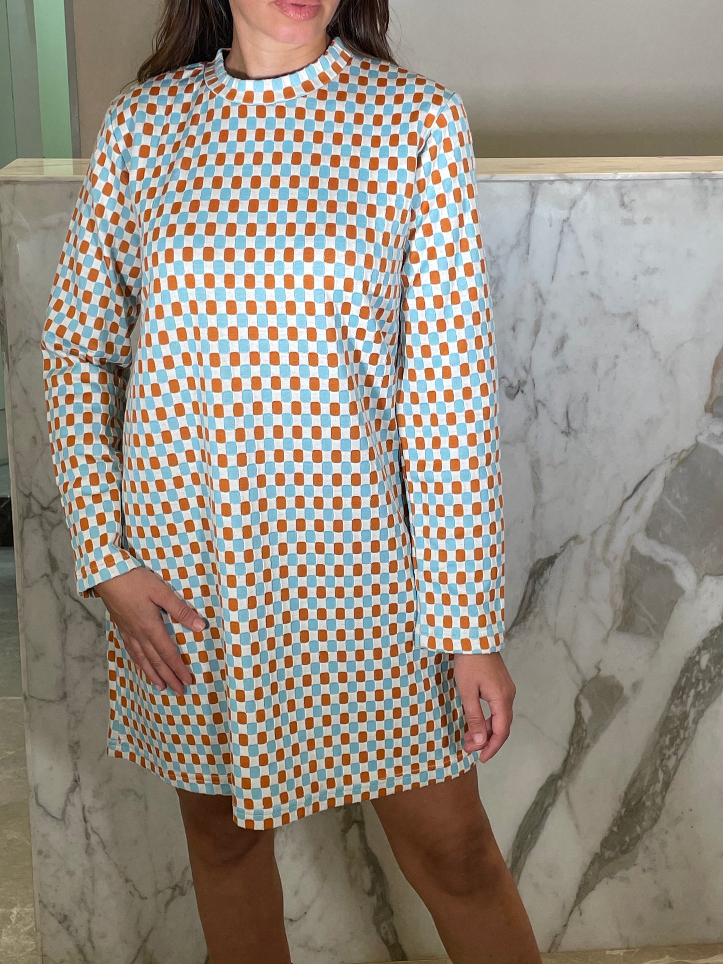 robe courte careaux orange