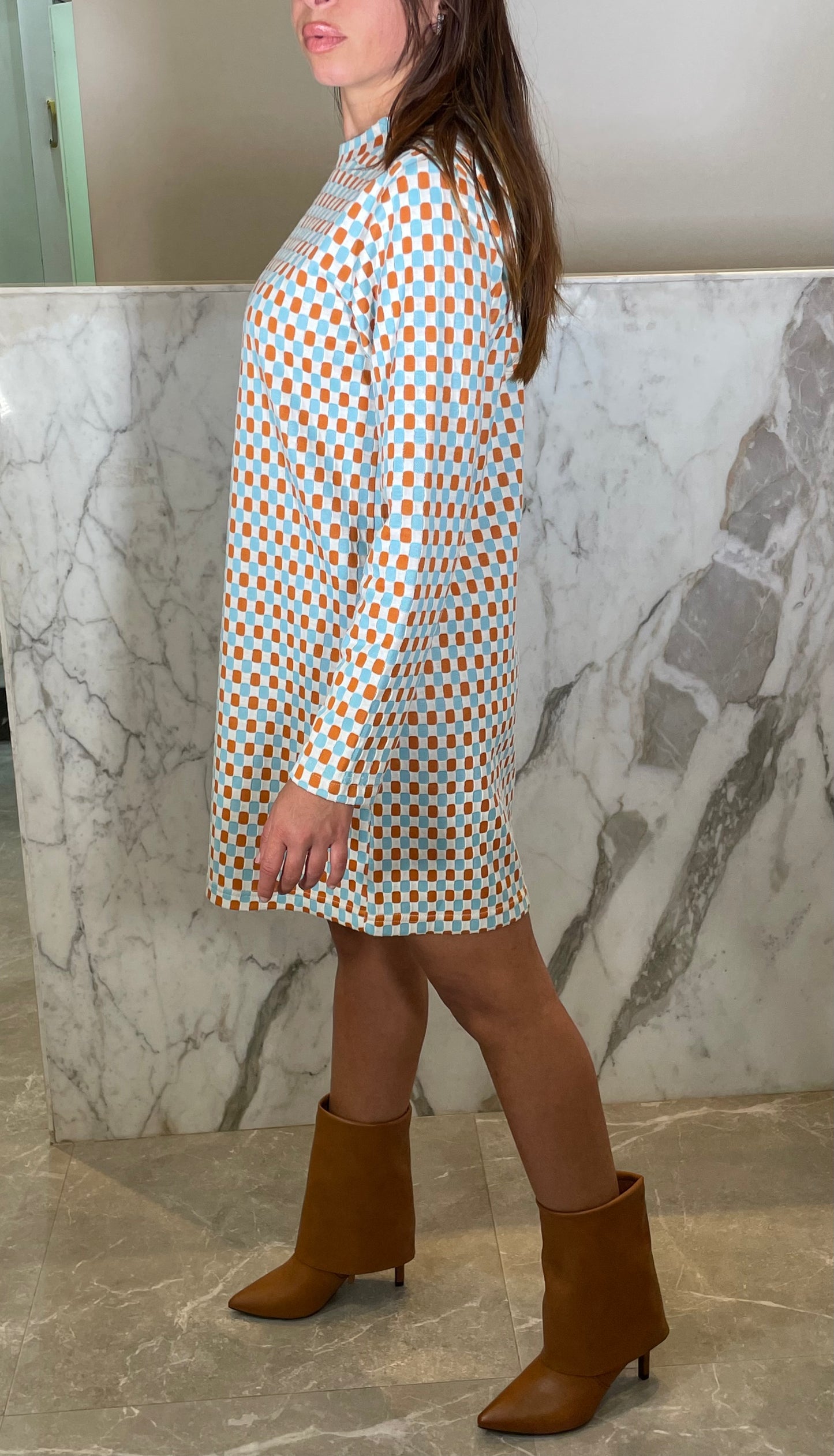 robe courte careaux orange