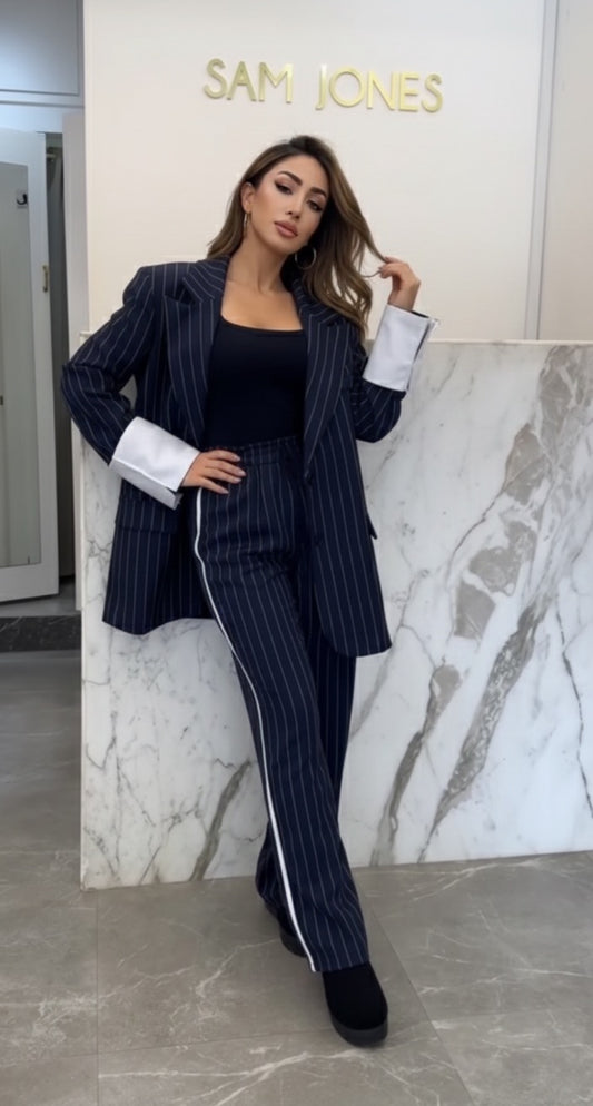 ensemble blaser oversize rayée