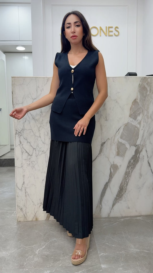 Ensemble maille sans manches noir