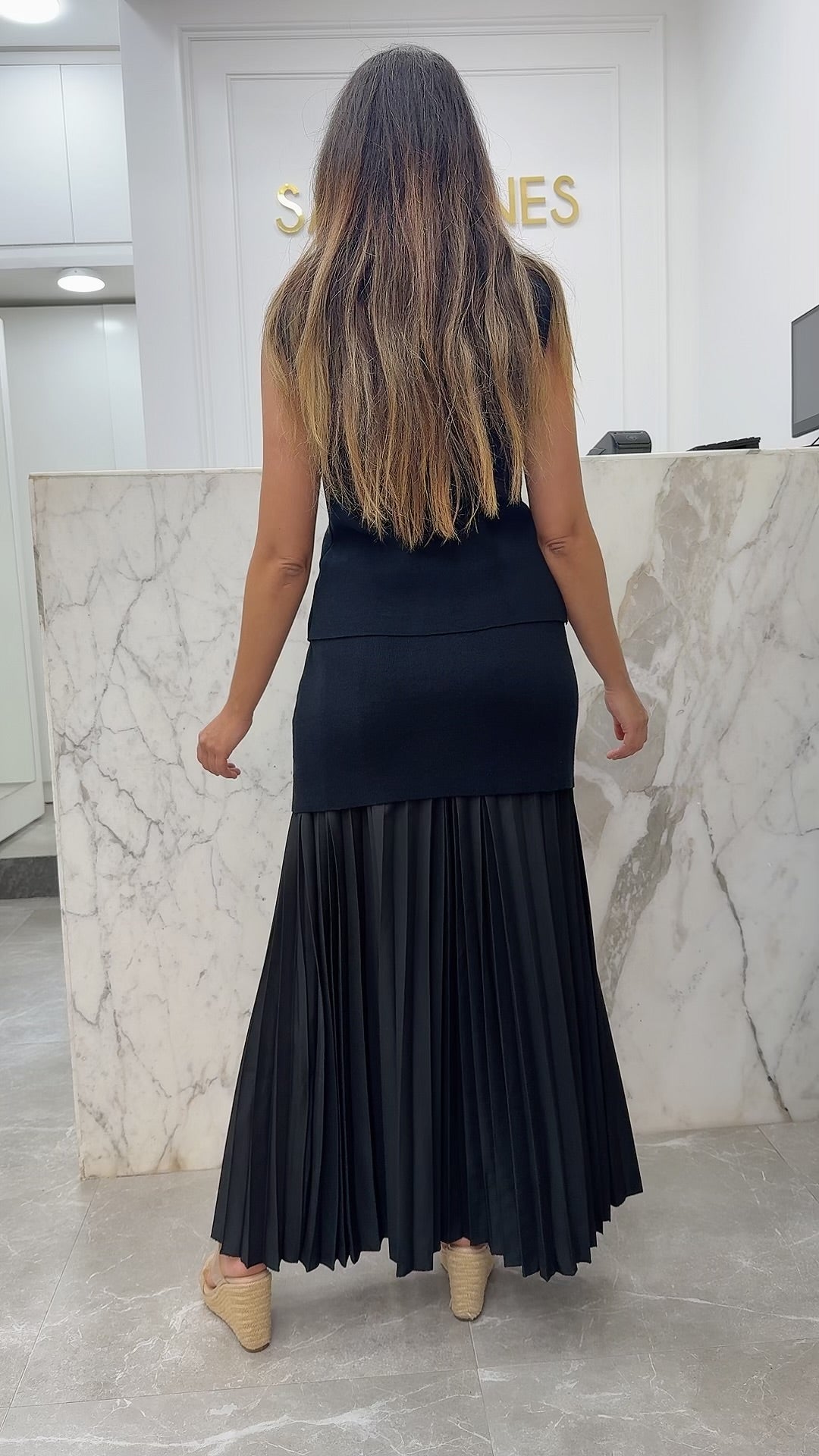 Ensemble maille sans manches noir
