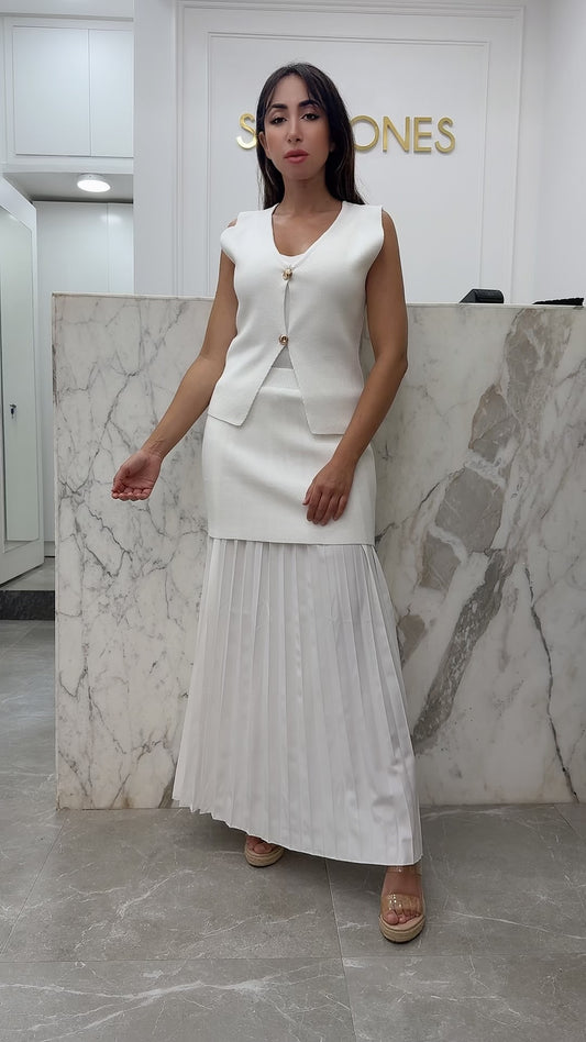 Ensemble maille sans manches blanc
