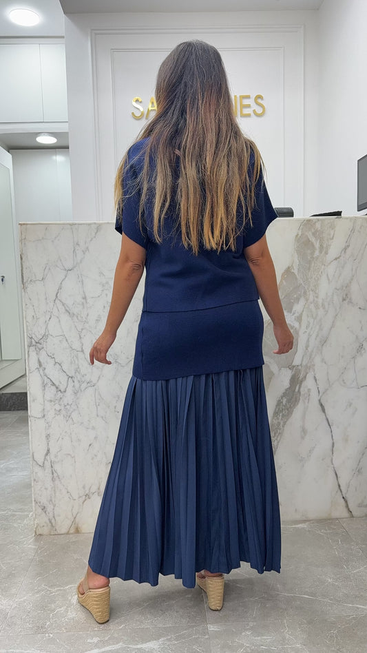 Ensemble demi manche maille bleu marine