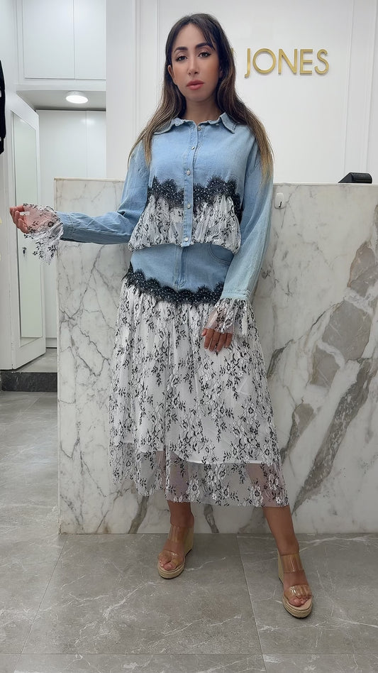 ensemble jupe jean en tulle