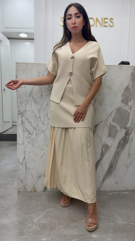 Ensemble demi manche maille beige