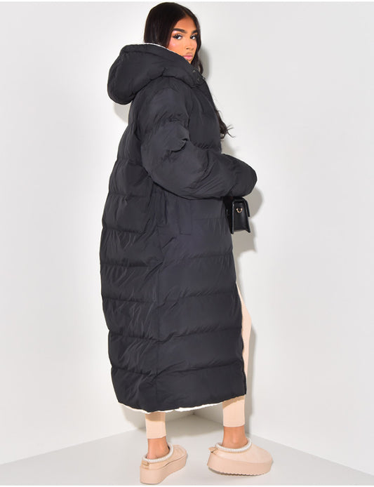 Manteau doudoune réversible moumoute