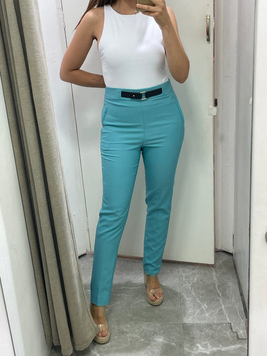 pantalon slim poches bleu