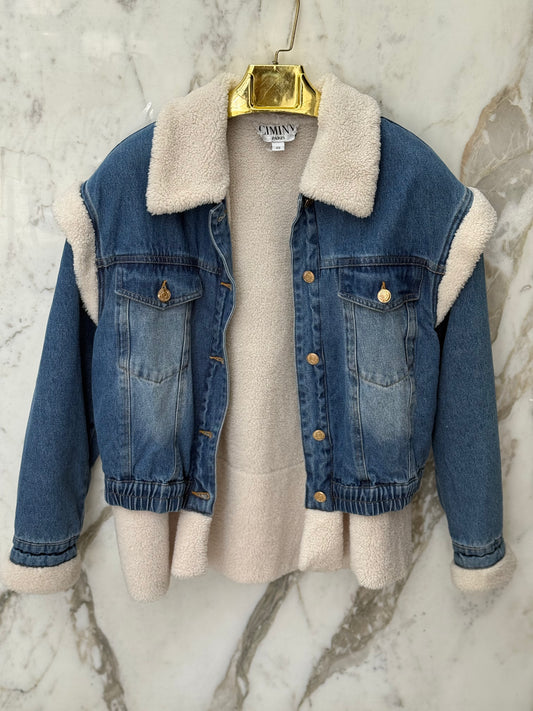 Veste jean fourrée