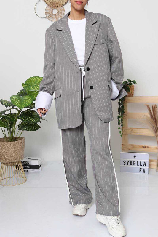 ensemble blaser oversize rayée